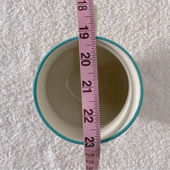 The Pioneer  Woman Starburst Footed Hot Chocolate Coffee Cup Mug Turquoise Red - Picture 7 of 8